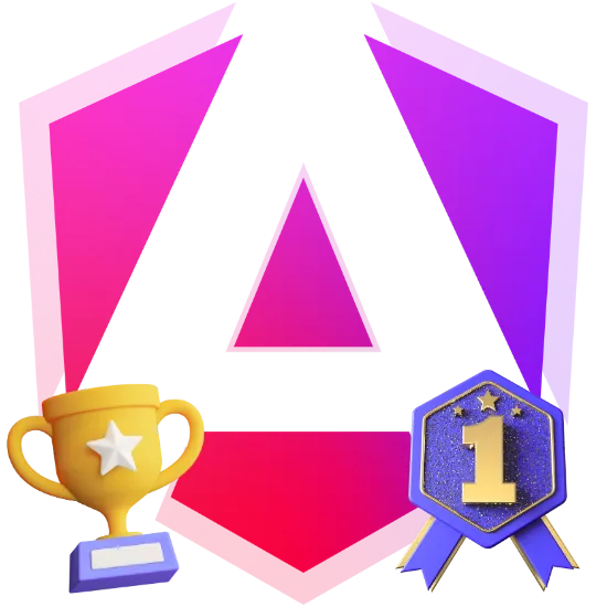 Logo do Angular com dois troféus