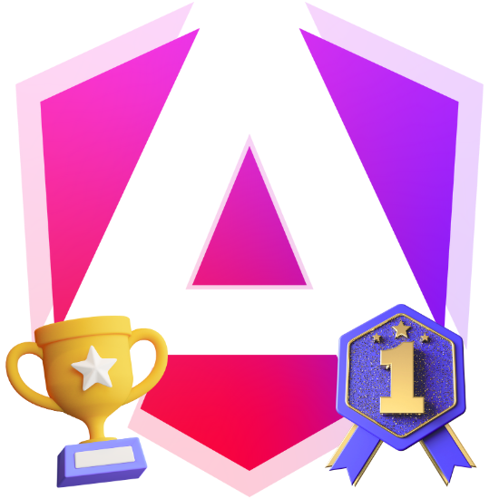 Logo do Angular com dois troféus
